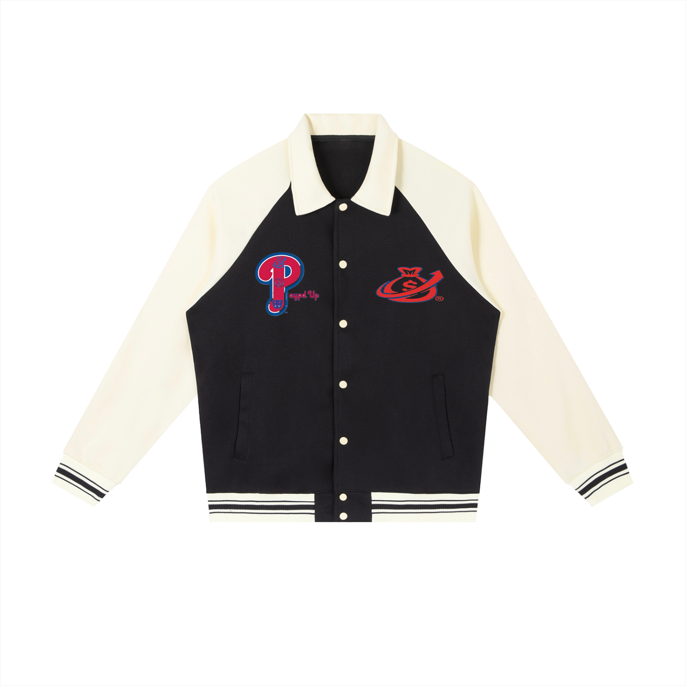 Giubbotto da baseball con maniche raglan a contrasto