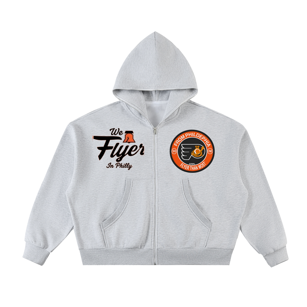 Fleeced Full-Zip Boxy Hoodie