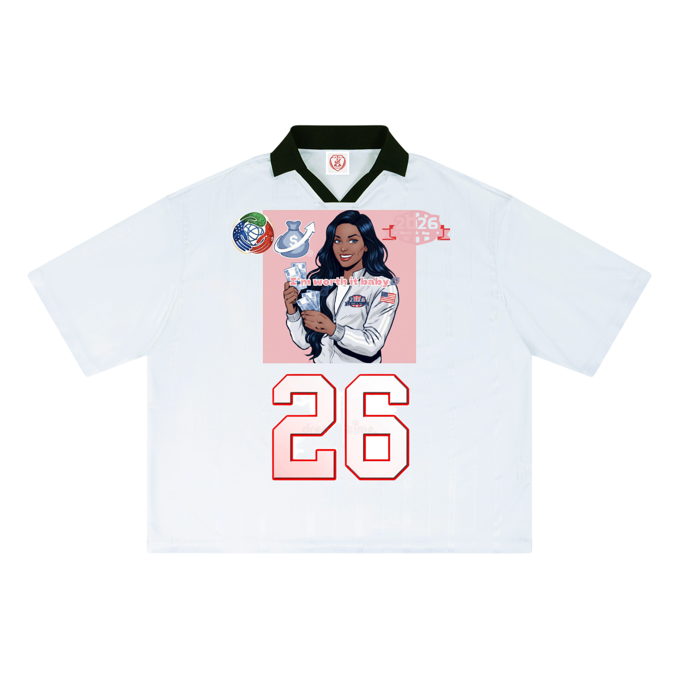 I’m Worth It Women’s World Cup Striped Boxy Soccer Jersey