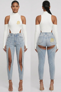 Womens Chap Style Skinny Jean