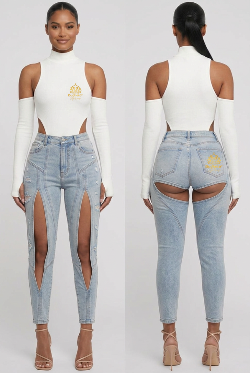 Womens Chap Style Skinny Jean