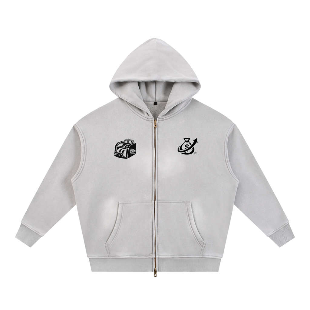 Sunfade Two-way Zipper Boxy Fleece Hoodie