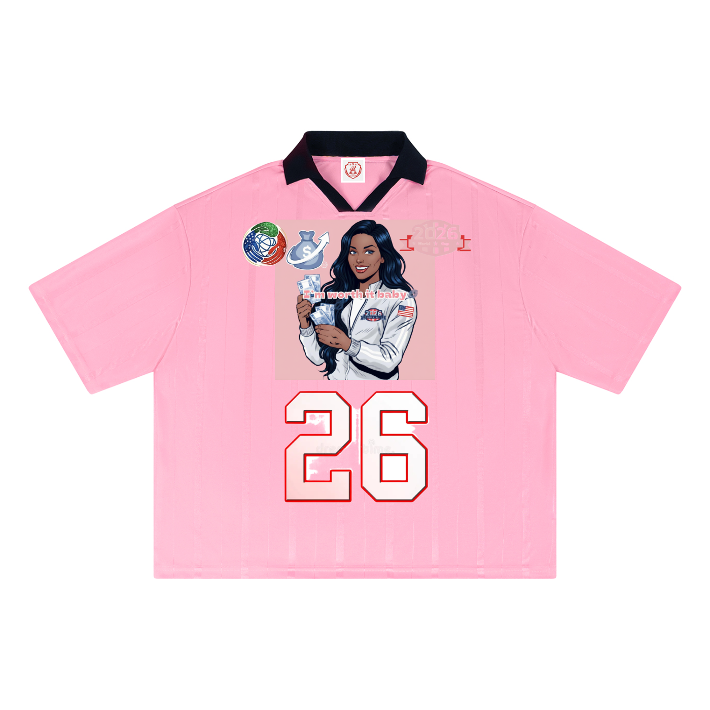 I’m Worth It Women’s World Cup Striped Boxy Soccer Jersey