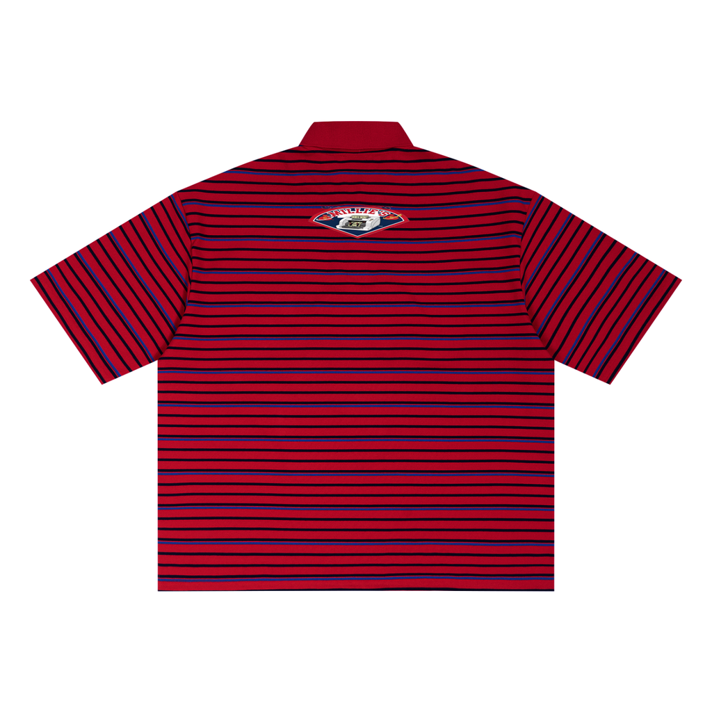 Paypd Up U Unisex Striped Boxy Collared Polo Shirt
