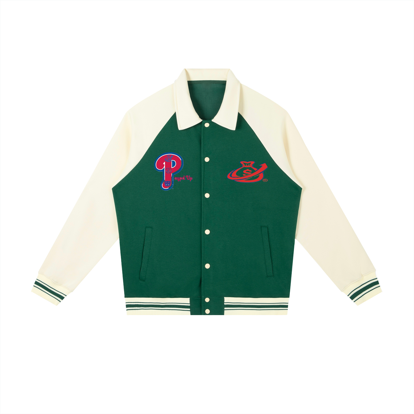 Giubbotto da baseball con maniche raglan a contrasto