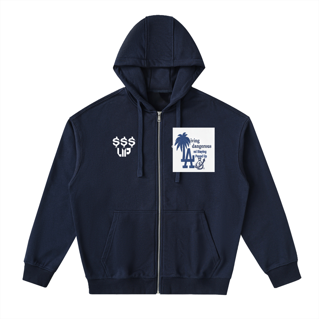 Drop-Shoulder Zip Up Hoodie