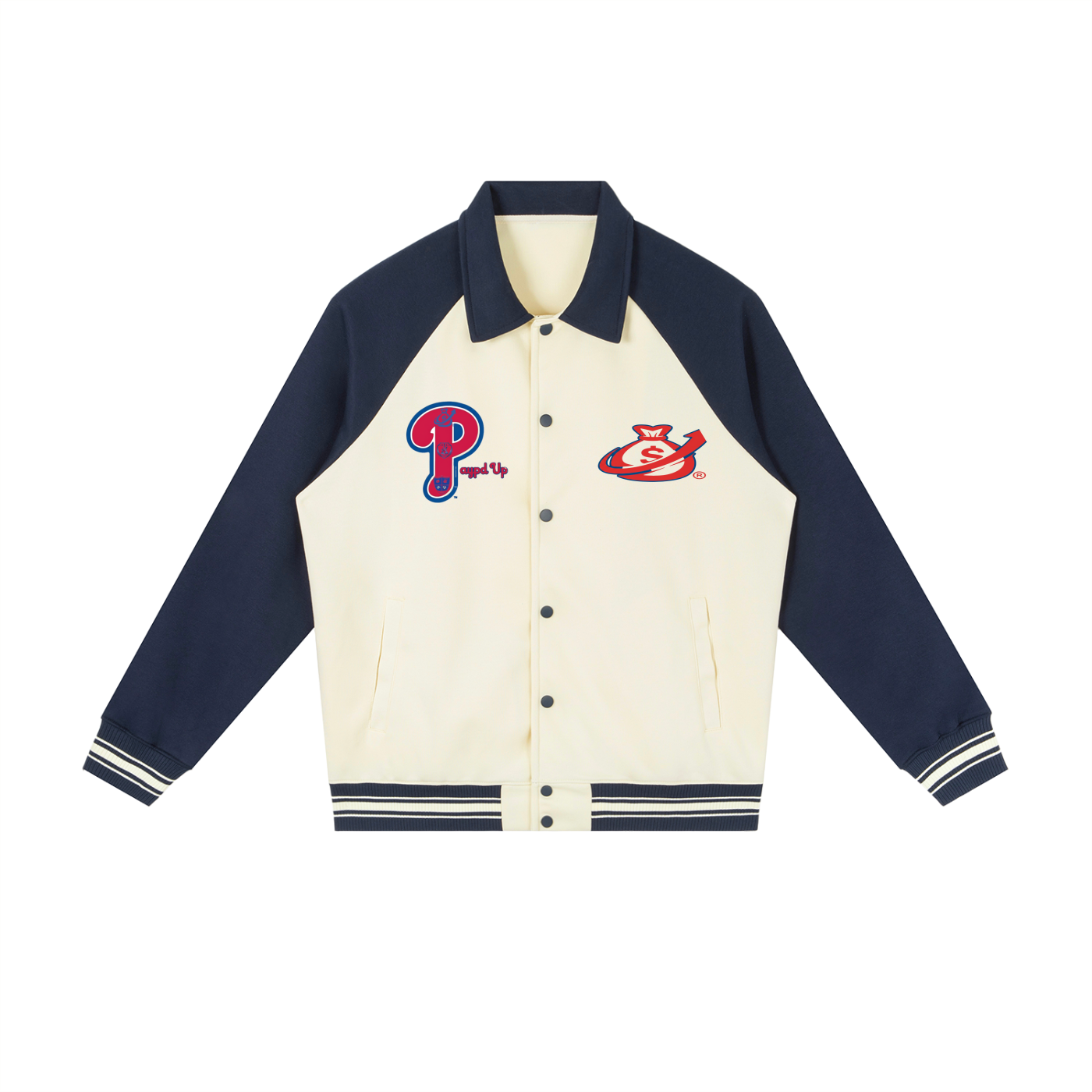 Giubbotto da baseball con maniche raglan a contrasto