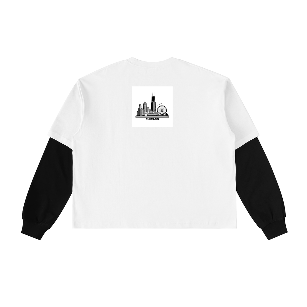 Layered Contrast Sleeve Cotton T-Shirt