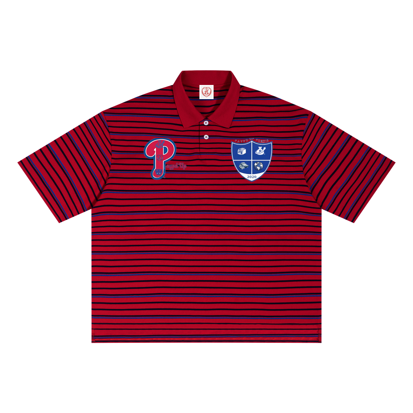 Paypd Up U Unisex Striped Boxy Collared Polo Shirt