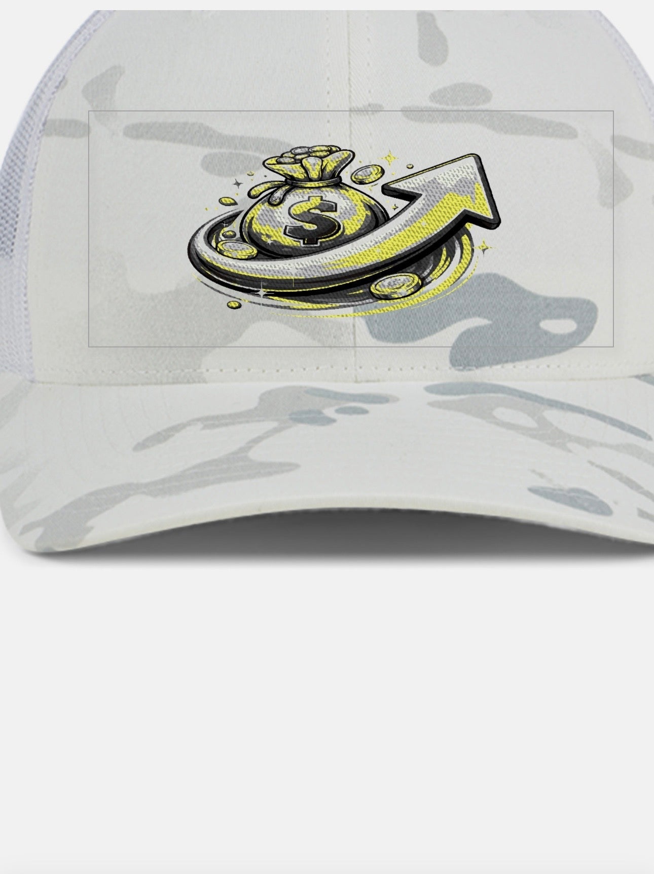 White Camo Paypd Up Mesh Trucker Hat