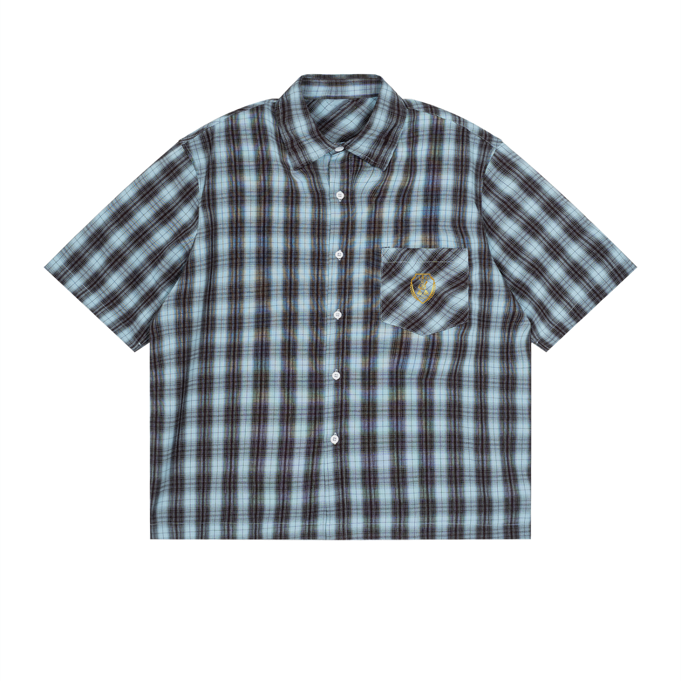 Camicia Unisex a Maniche Corte Squadrata a Quadri