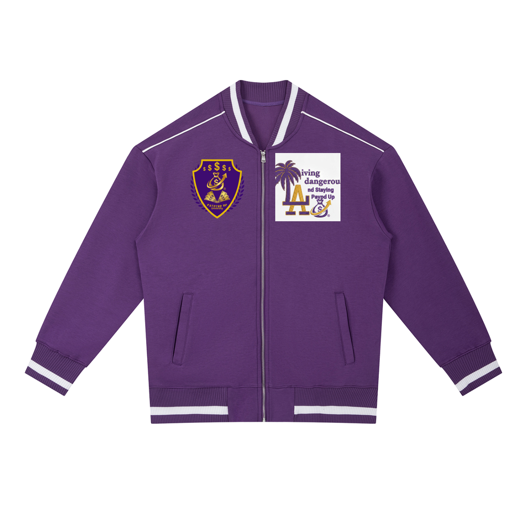 Contrast Piping Zip Bomber Jacket