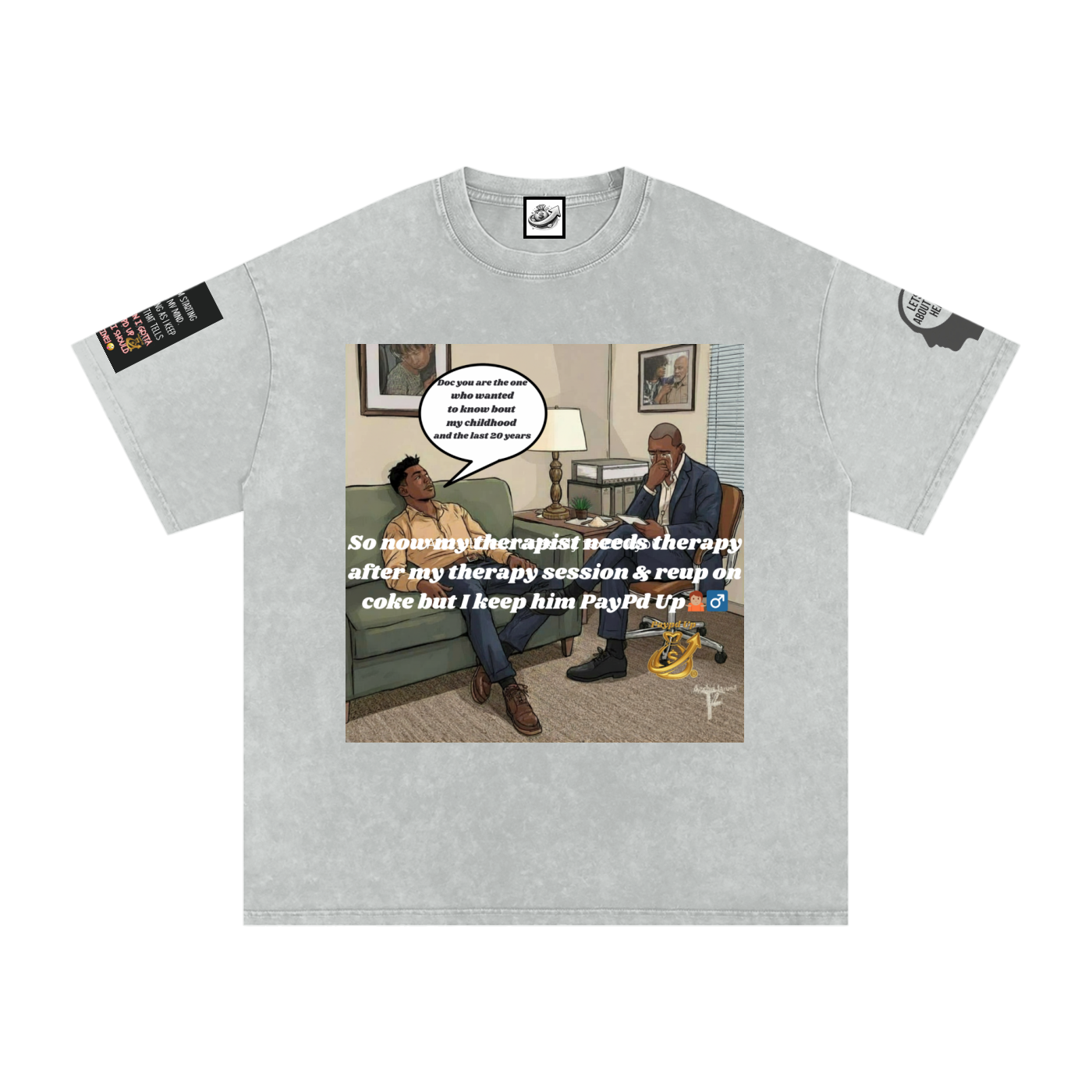 Therapy Gone Wrong Snow Washed Oversized Cotton T-Shirt