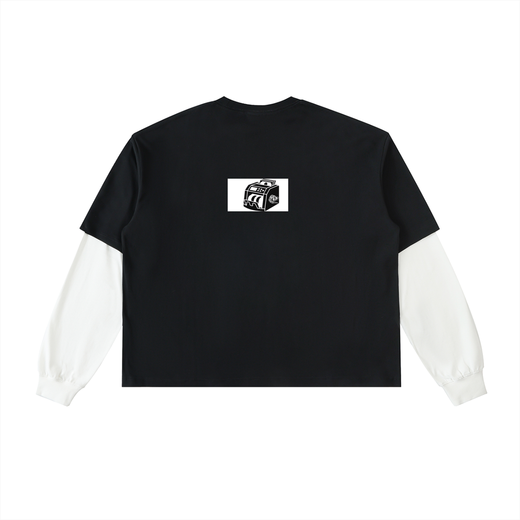 Layered Contrast Sleeve Cotton T-Shirt