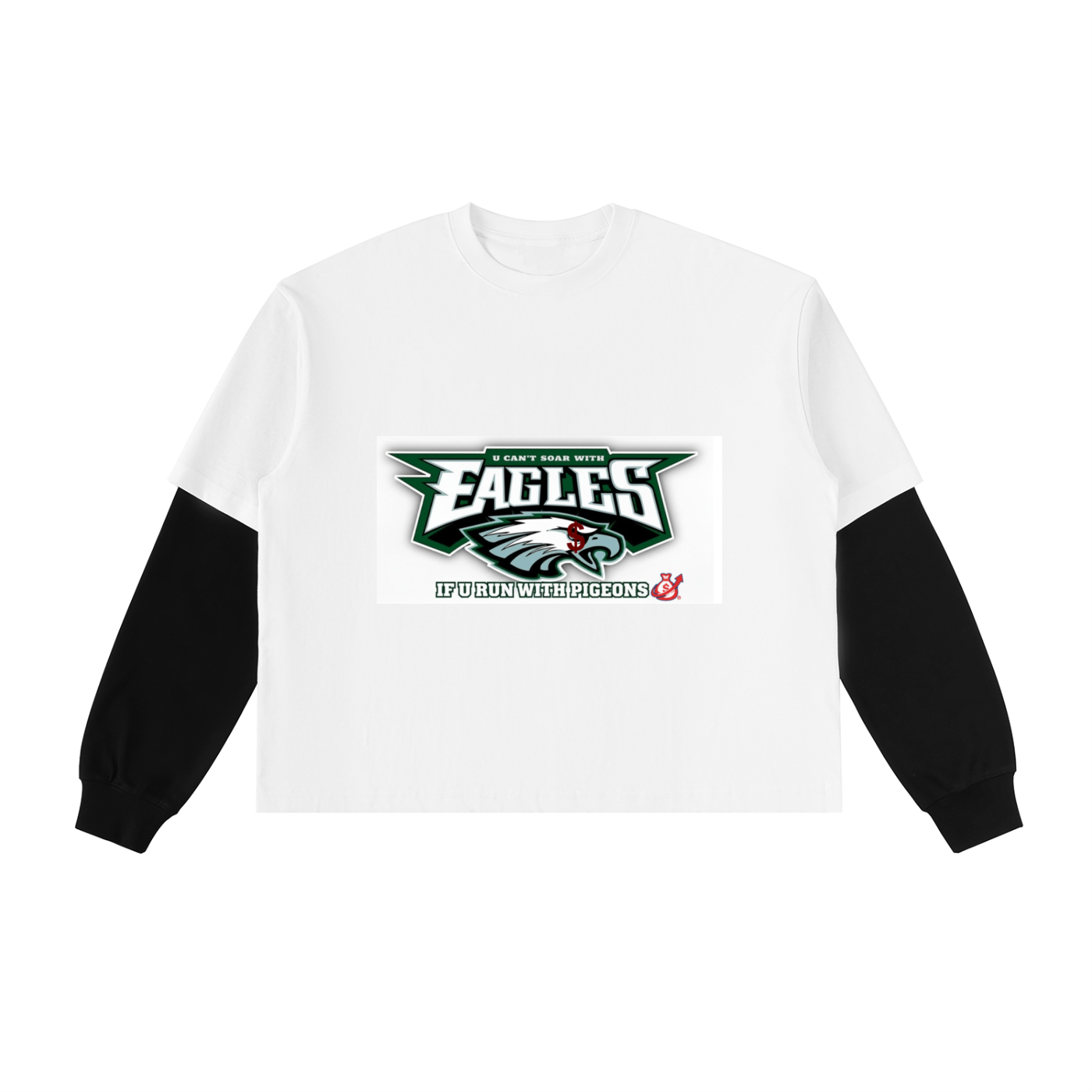 Layered Contrast Sleeve Cotton T-Shirt