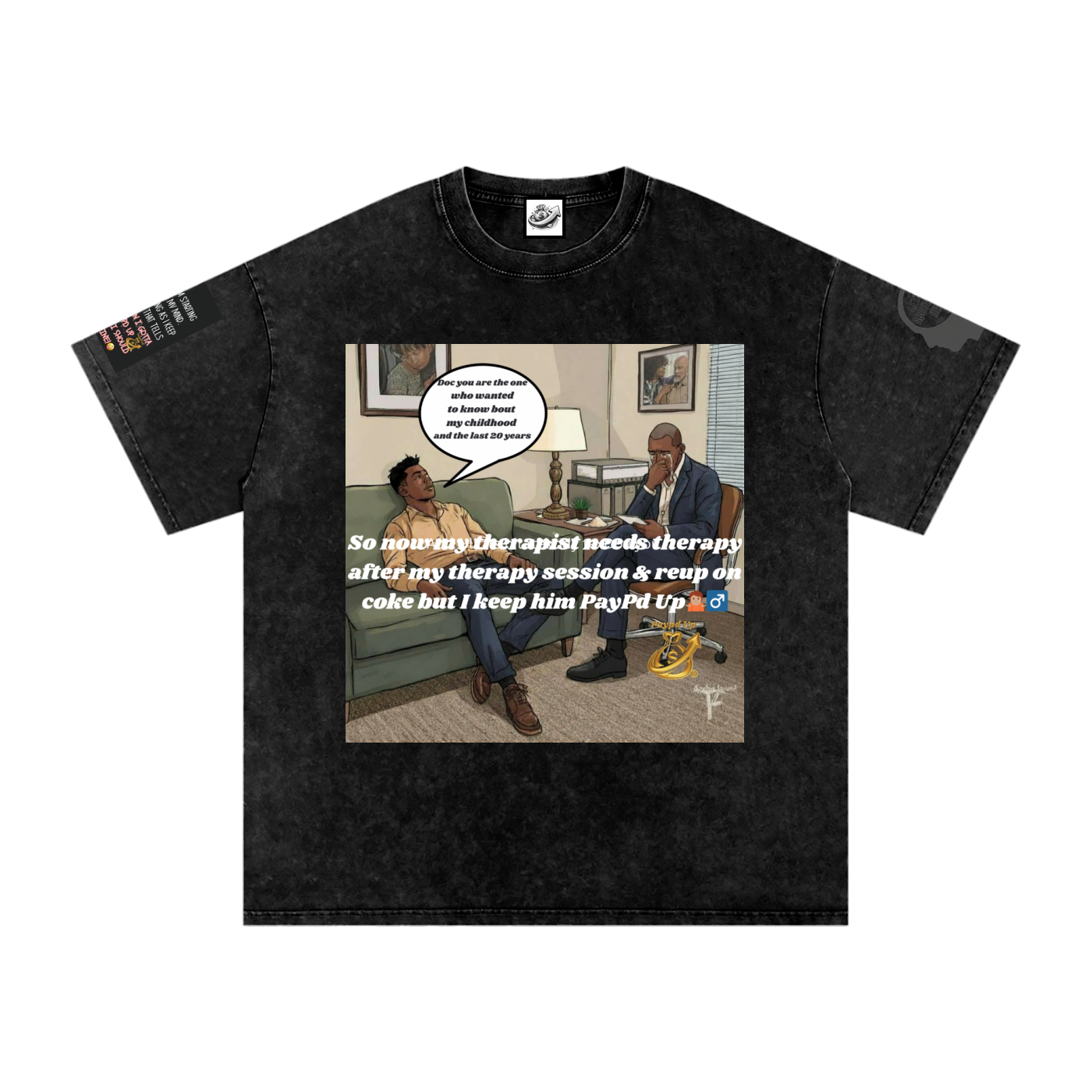 Therapy Gone Wrong Snow Washed Oversized Cotton T-Shirt